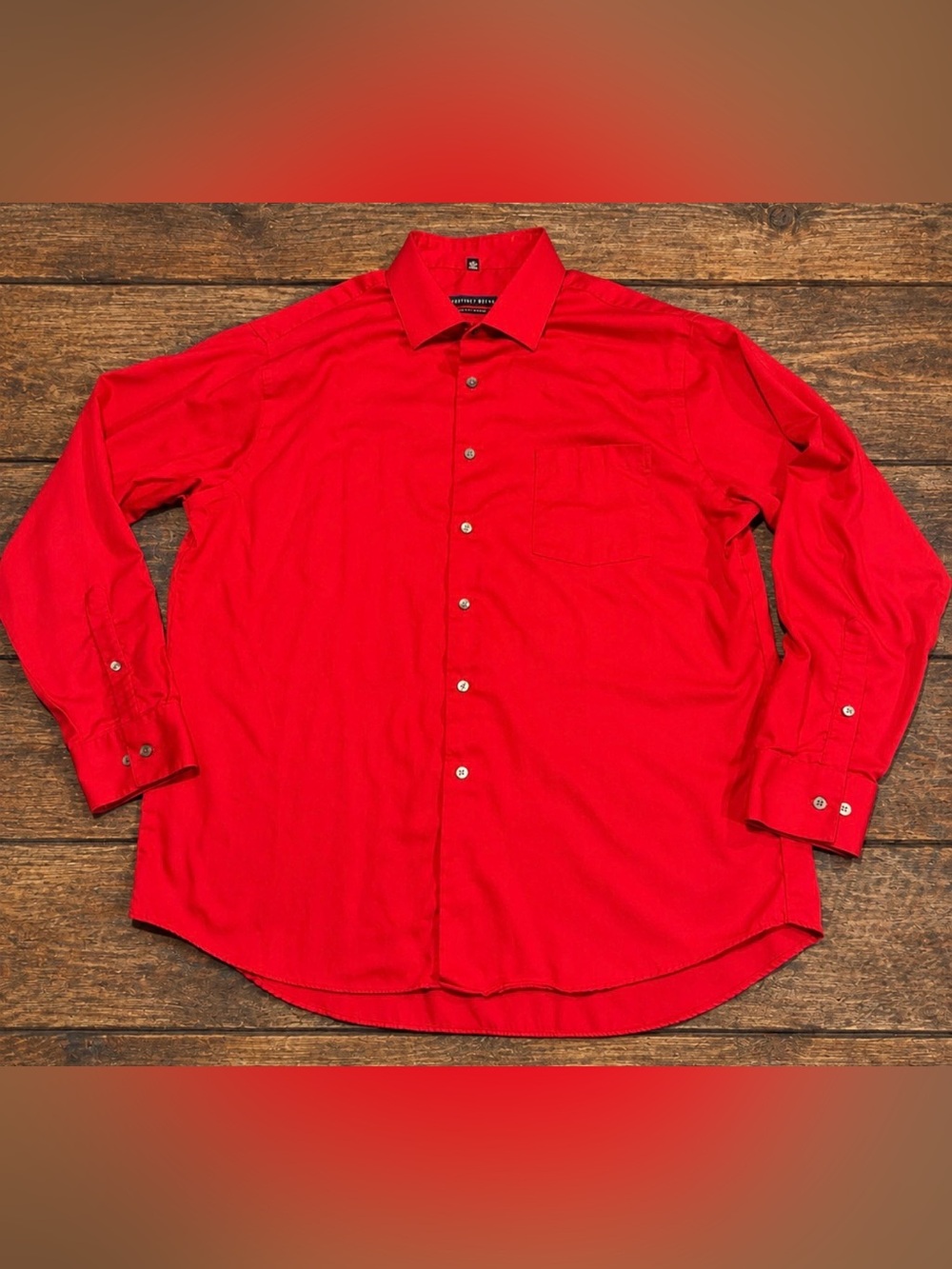 Geoffrey Beene Men’s Red Dress Shirt Size 17 34/35 Classic Fit No Iron